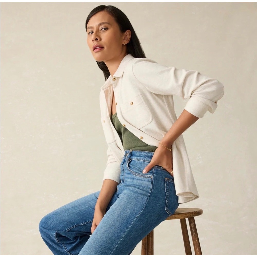 Faherty Legend Sweater Shirt Off White WKC0001-OFW Womens Small